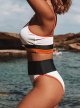 Women's Sporty Color Block High Waisted Bikini 2 Piece Swimming Suit