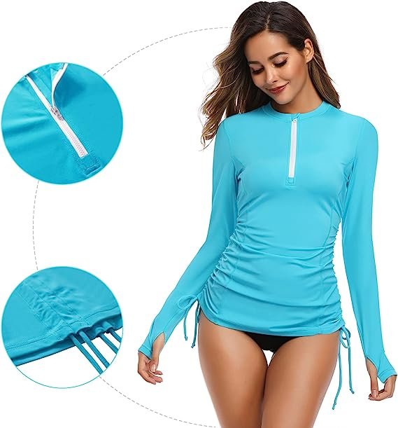 Women's Long Sleeve UV Protection Sunscreen Clothes Side Adjustable Tops