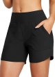 Women's 5" High Rise Swim Board Short Bottom with Pockets