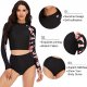 Women's Long Sleeve Swimsuit UV Protection Two-Piece Printed Surf Swimsuit