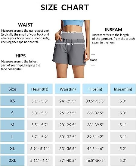 Women's 5 Inch Athletic Shorts High Waist Quick Dry Large Pockets