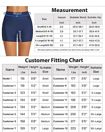 Women's Swim Shorts High Waist Swimsuit Bottoms With Pockets