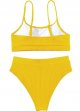 High Waisted Tummy Control Ribbed Bikini Crop Top Swimsuit Set 2 Piece