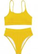 High Waisted Tummy Control Ribbed Bikini Crop Top Swimsuit Set 2 Piece